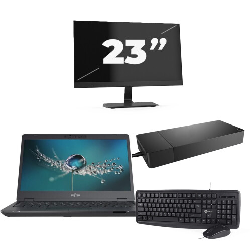 Refurbished Fujitsu LIFEBOOK U7311 - Intel Core i5-11e Generatie - 13 inch - 16GB RAM - 256GB SSD - Windows 11 Home + 1x 23 inch Monitor Tweedehands