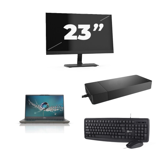 Refurbished Fujitsu Lifebook U7411 - Intel Core i5-11e Generatie - 14 inch - 8GB RAM - 256GB SSD - Windows 11 Home + 1x 23 inch Monitor Tweedehands