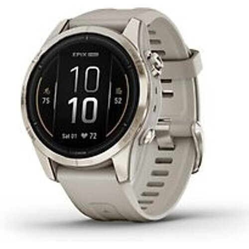 Refurbished Garmin Epix Pro (Gen 2) 42 mm beige/zachtgoud met beige polsband [wifi, Sapphire] Tweedehands
