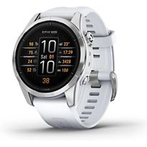 Refurbished Garmin Epix Pro (Gen 2) 42 mm Zilver met whitestone band [wifi, Standard] Tweedehands