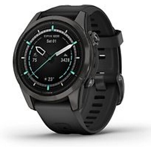 Refurbished Garmin Epix Pro (Gen 2) 42 mm zwart/carbon grijs met grijze polsband [wifi, Sapphire] Tweedehands