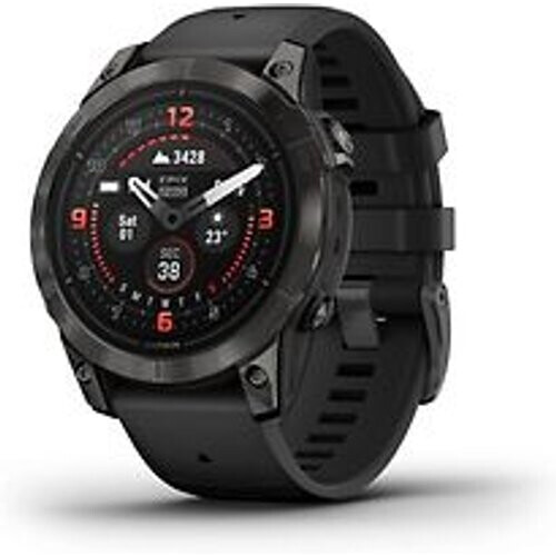 Refurbished Garmin Epix Pro (Gen 2) 47 mm zwart/carbon grijs Titan DLC met grijze polsband [wifi, Sapphire] Tweedehands