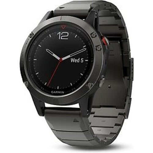 Refurbished Garmin Fenix 5 47 mm grijs met edelstaal armbandje grijs [wifi] Tweedehands