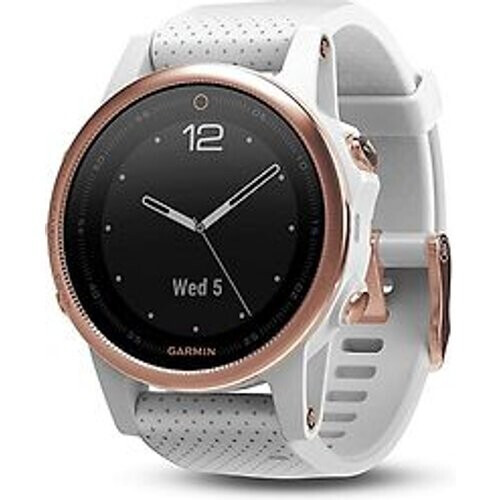 Refurbished Garmin Fenix 5S 42 mm roségoud met siliconebandje wit Tweedehands