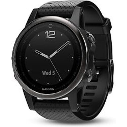 Refurbished Garmin Fenix 5S 42 mm Saphir Edition zwart met siliconebandje zwart [wifi] Tweedehands