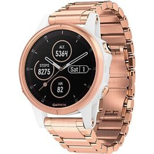 Refurbished Garmin Fenix 5S Plus 42 mm wit met metalen armband roségoud [wifi, Saphir editie] Tweedehands