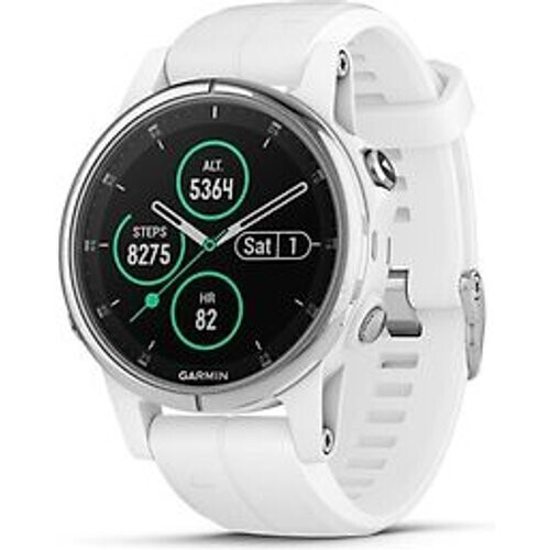 Refurbished Garmin Fenix 5S Plus 42 mm wit met siliconen armband wit [wifi, Saphir editie] Tweedehands