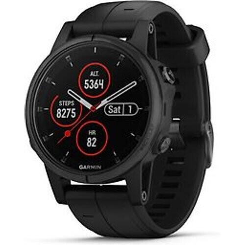 Refurbished Garmin Fenix 5S Plus 42 mm zwart met siliconen armband zwart [wifi, Saphir editie] Tweedehands