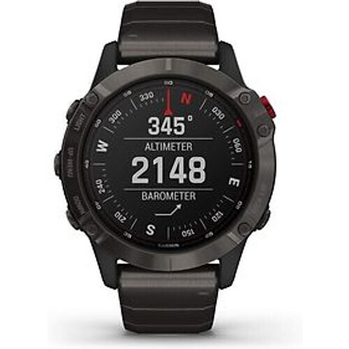 Refurbished Garmin Fenix 6 47 mm titanium met een titanium met eenalen polsband [Pro Solar Edition] Tweedehands