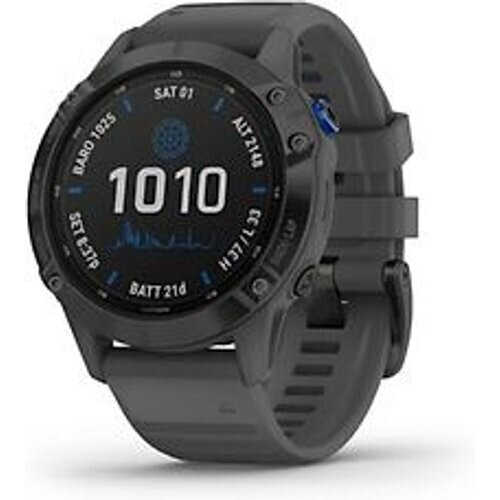 Refurbished Garmin Fenix 6 47 mm zwart met een grijze siliconen polsband [Pro Solar Edition] Tweedehands