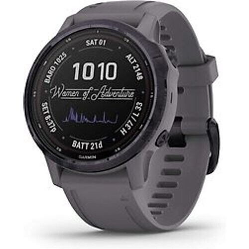 Refurbished Garmin Fenix 6S 42 mm grijs met een siliconen polsband grijs [Pro Solar Edition] Tweedehands