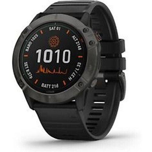 Refurbished Garmin Fenix 6X 51 mm zwart met een zwarte siliconen polsband [Pro Solar Edition] Tweedehands