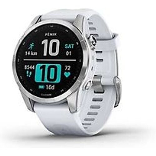 Refurbished Garmin Fenix 7S 42 mm zilver met whitestone band [wifi] Tweedehands