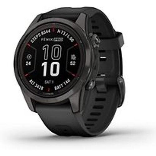Refurbished Garmin Fenix 7S Pro 42 mm koolstofgrijs met zwarte polsband [wifi, Sapphire Solar Edition] Tweedehands