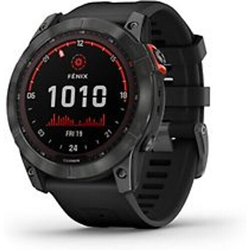Refurbished Garmin Fenix 7X 51 mm slate grey met zwarte polsband [wifi, Solar Edition] Tweedehands