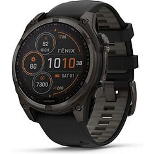 Refurbished Garmin Fenix 8 47 mm koolstofgrijs met grafiet polsband [wifi, Sapphire Solar Edition] Tweedehands