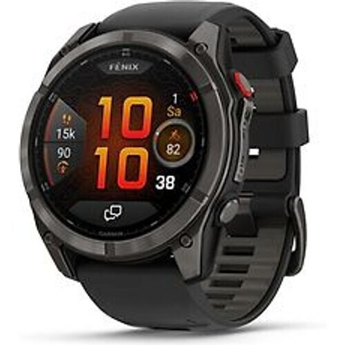 Refurbished Garmin Fenix 8 Pro 51 mm koolstofgrijs met zwarte polsband [wifi, Amoled Edition] Tweedehands