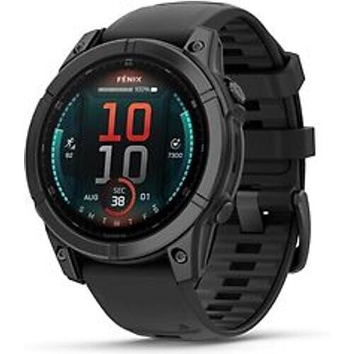 Refurbished Garmin Fenix E 47 mm zwart met een grijs siliconen polsband Tweedehands