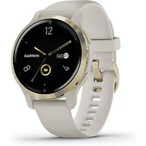 Refurbished Garmin Venu 2S 40 mm light gold rand van roestvrij staal met light sand behuizing en siliconen polsband [wifi] Tweedehands