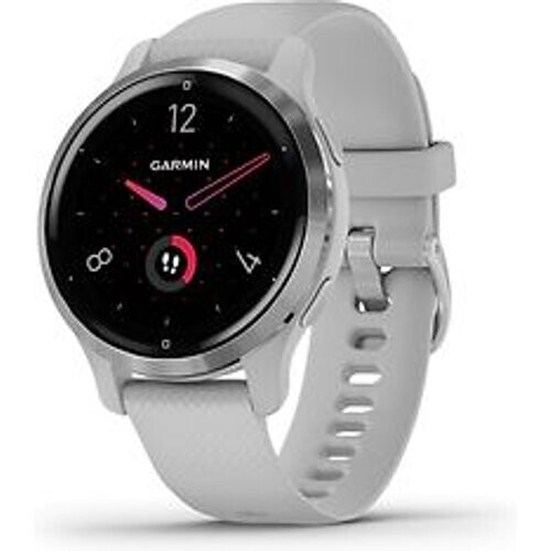 Refurbished Garmin Venu 2S 40 mm zilverkleurige rand van roestvrij staal met mist grey behuizing en siliconen polsband [wifi] Tweedehands