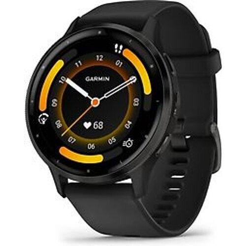 Refurbished Garmin Venu 3 45 mm grijs van roestvrij staal met zwart behuizing en siliconen polsband [wifi] Tweedehands