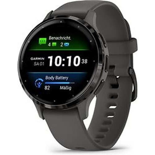 Refurbished Garmin Venu 3S 41 mm grijs van roestvrij staal met grijs behuizing en siliconen polsband [wifi] Tweedehands
