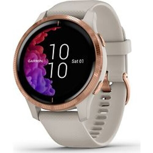 Refurbished Garmin Venu 43 mm roségoud met siliconenarmband wit [wifi] Tweedehands