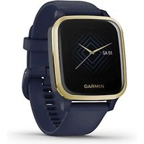 Refurbished Garmin Venu Sq Music 40 mm goud met siliconenarmband blauw [wifi] Tweedehands