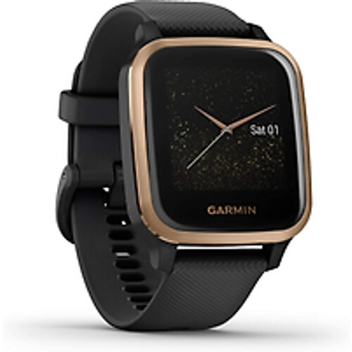 Refurbished Garmin Venu Sq Music 40 mm roségoud met siliconenarmband zwart [wifi] Tweedehands