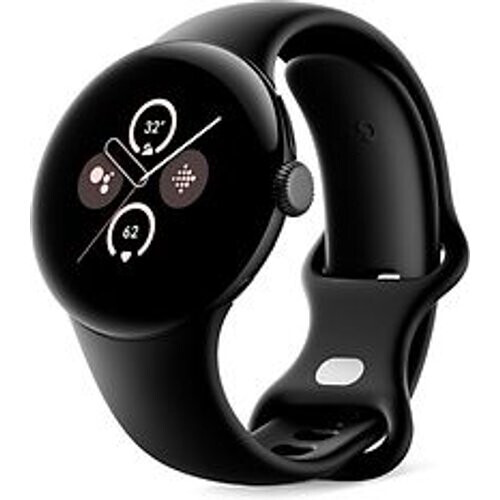 Refurbished Google Pixel Watch 2 41 mm matzwart op sportbandje obsidiaan [wifi] Tweedehands