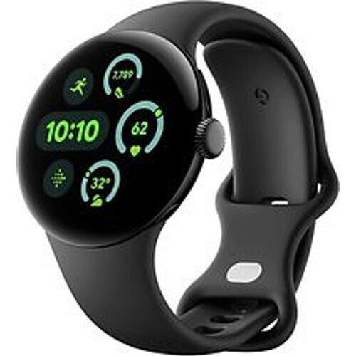 Refurbished Google Pixel Watch 3 41 mm matzwart op sportbandje obsidiaan [wifi + 4G] Tweedehands