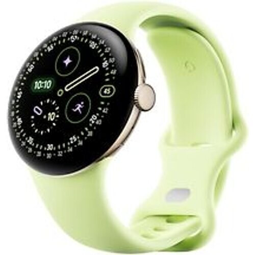 Refurbished Google Pixel Watch 4 41 mm Aluminium kast in champagnekleur met Sportbandje in citroengras [wifi + 4G] Tweedehands