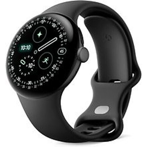 Refurbished Google Pixel Watch 4 45 mm Aluminium kast in matzwart met Sportbandje in obsidiaan [wifi] Tweedehands