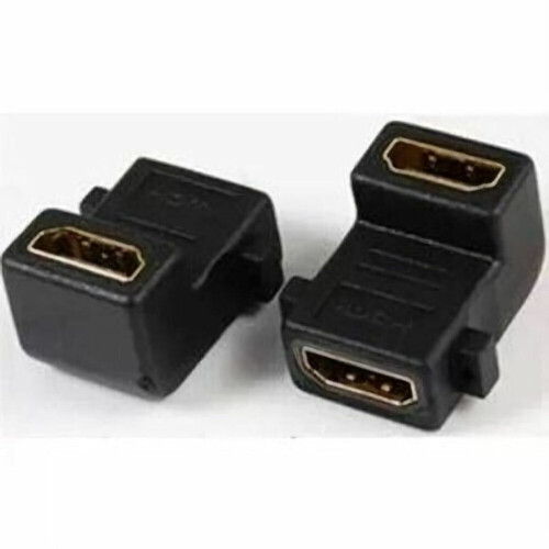 Refurbished HDMI F/F 90° Adapter Verguld met 2* montage gat