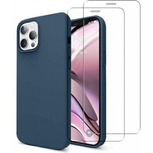 Refurbished Hoesje iPhone 11 Pro Max en 2 beschermende schermen - Silicone - Blauw Tweedehands