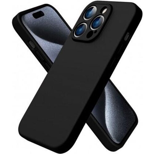 Refurbished Hoesje iPhone 15 Pro en 2 beschermende schermen - Silicone - Zwart Tweedehands