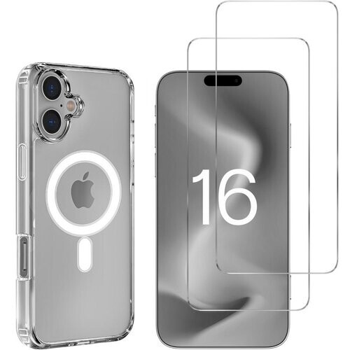 Refurbished Hoesje iPhone 16 en 2 beschermende schermen - TPU - Transparant Tweedehands