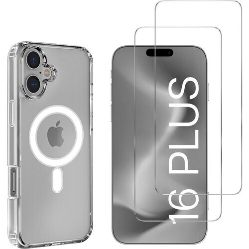 Refurbished Hoesje iPhone 16 Plus en 2 beschermende schermen - TPU - Transparant Tweedehands