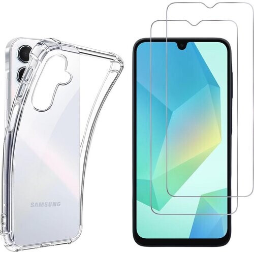 Refurbished Hoesje Samsung Galaxy A16 en 2 beschermende schermen - TPU - Transparant Tweedehands