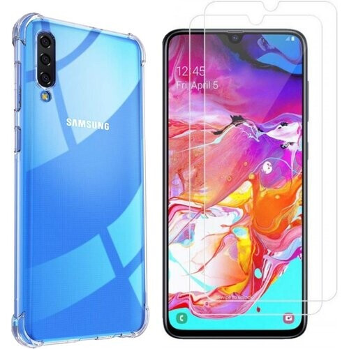 Refurbished Hoesje Samsung Galaxy A70 en 2 beschermende schermen - TPU - Transparant Tweedehands