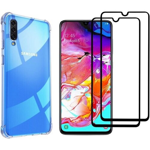 Refurbished Hoesje Samsung Galaxy A70 en 2 beschermende schermen - TPU - Transparant Tweedehands