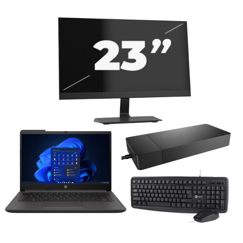 Refurbished HP 240 G8 - Intel Core i3-10e Generatie - 14 inch - 8GB RAM - 256GB SSD - Windows 11 Home + 1x 23 inch Monitor Tweedehands