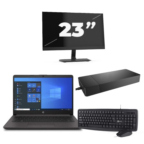 Refurbished HP 240 G8 - Intel Core i3-10e Generatie - 14 inch - 8GB RAM - 256GB SSD - Windows 11 Home + 1x 23 inch Monitor Tweedehands