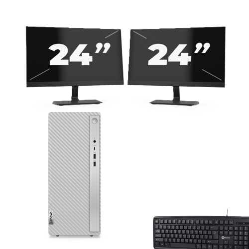 Refurbished HP 280 G1 Micro Tower - Intel Core i3-4e Generatie - 8GB RAM - 256GB SSD - Windows 10 + 2x 24 inch Monitor Tweedehands
