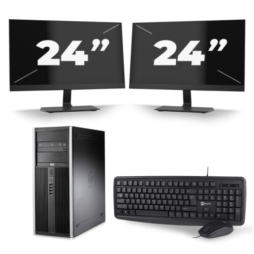 Refurbished HP Compaq 8100 Elite CMT Tower - Intel Core i3-1e Generatie - 8GB RAM - 256GB SSD - Windows 10 + 2x 24 inch Monitor