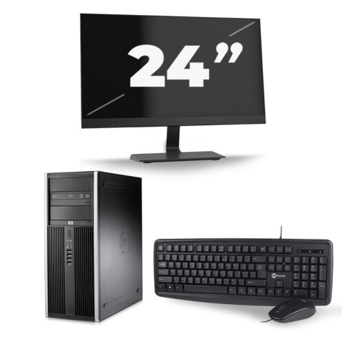 Refurbished HP Compaq 8100 Elite CMT Tower - Intel Core i5-1e Generatie - 8GB RAM - 256GB SSD - Windows 10 + 1x 24 inch Monitor Tweedehands