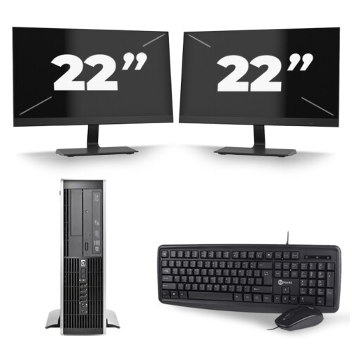 Refurbished HP Compaq Elite 8300 SFF - Intel Core i5-3e Generatie - 8GB RAM - 256GB SSD - Windows 10 + 2x 22 inch Monitor Tweedehands