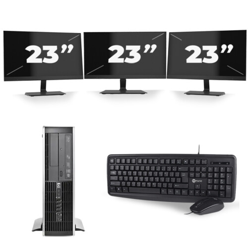 Refurbished HP Compaq Elite 8300 SFF - Intel Core i5-3e Generatie - 8GB RAM - 256GB SSD - Windows 10 + 3x 23 inch Monitor Tweedehands