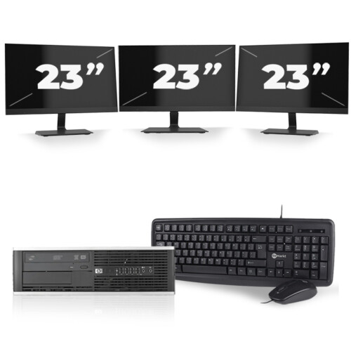 Refurbished HP Compaq Pro 6300 SFF - Intel Core i5-3e Generatie - 8GB RAM - 256GB SSD - Windows 10 + 3x 23 inch Monitor Tweedehands