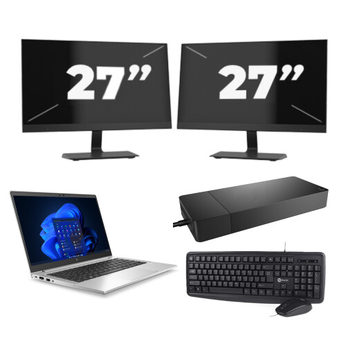 Refurbished HP EliteBook 630 G9 - Intel Core i5-12e Generatie - 13 inch - 16GB RAM - 256GB SSD - Windows 11 Home + 2x 27 inch Monitor Tweedehands